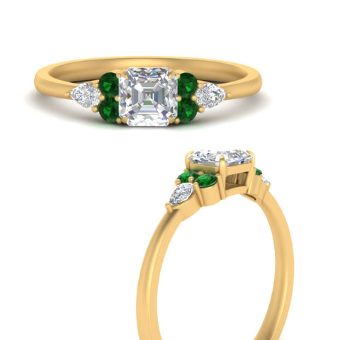pear-accented-asscher-cut-diamond-ring-with-emerald-in-FD9289ASRGEMGRANGLE3-NL-YG