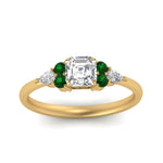 Load image into Gallery viewer, pear-accented-asscher-cut-diamond-ring-with-emerald-in-FD9289ASRGEMGRANGLE3-NL-YG
