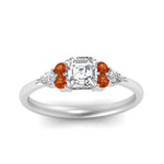 Load image into Gallery viewer, pear-accented-asscher-cut-diamond-ring-with-orange-sapphire-in-FD9289ASRGSAORANGLE3-NL-WG
