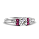 Load image into Gallery viewer, pear-accented-asscher-cut-diamond-ring-with-pink-sapphire-in-FD9289ASRGSADRPIANGLE3-NL-WG
