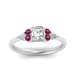 Load image into Gallery viewer, pear-accented-asscher-cut-diamond-ring-with-pink-sapphire-in-FD9289ASRGSADRPIANGLE3-NL-WG
