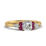 Load image into Gallery viewer, pear-accented-asscher-cut-diamond-ring-with-pink-sapphire-in-FD9289ASRGSADRPIANGLE3-NL-YG

