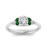 Load image into Gallery viewer, pear-accented-cushion-cut-diamond-ring-with-emerald-in-FD9289CURGEMGRANGLE3-NL-WG
