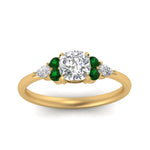 Load image into Gallery viewer, pear-accented-cushion-cut-diamond-ring-with-emerald-in-FD9289CURGEMGRANGLE3-NL-YG
