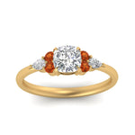 Load image into Gallery viewer, pear-accented-cushion-cut-diamond-ring-with-orange-sapphire-in-FD9289CURGSAORANGLE3-NL-YG
