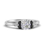 Load image into Gallery viewer, pear-accented-cushion-cut-diamond-ring-with-black-diamond-in-FD9289CURGBLACKANGLE3-NL-WG
