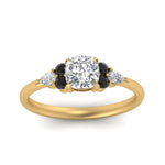 Load image into Gallery viewer, pear-accented-cushion-cut-diamond-ring-with-black-diamond-in-FD9289CURGBLACKANGLE3-NL-YG
