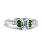 Load image into Gallery viewer, pear-accented-emerald-cut-diamond-ring-with-emerald-in-FD9289EMRGEMGRANGLE3-NL-WG
