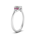 Load image into Gallery viewer, pear-accented-emerald-cut-diamond-ring-with-pink-sapphire-in-FD9289EMRGSADRPIANGLE3-NL-WG
