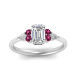 Load image into Gallery viewer, pear-accented-emerald-cut-diamond-ring-with-pink-sapphire-in-FD9289EMRGSADRPIANGLE3-NL-WG
