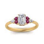 Load image into Gallery viewer, pear-accented-emerald-cut-diamond-ring-with-pink-sapphire-in-FD9289EMRGSADRPIANGLE3-NL-YG

