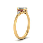 Load image into Gallery viewer, pear-accented-emerald-cut-diamond-ring-with-ruby-in-FD9289EMRGRUDRANGLE3-NL-YG
