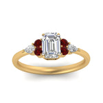 Load image into Gallery viewer, pear-accented-emerald-cut-diamond-ring-with-ruby-in-FD9289EMRGRUDRANGLE3-NL-YG
