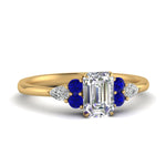Load image into Gallery viewer, pear-accented-emerald-cut-diamond-ring-with-sapphire-in-FD9289EMRGSABLANGLE3-NL-YG
