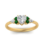 Load image into Gallery viewer, pear-accented-heart-shaped-diamond-ring-with-emerald-in-FD9289HTRGEMGRANGLE3-NL-YG
