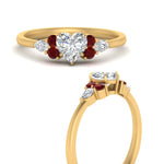 Load image into Gallery viewer, pear-accented-heart-shaped-diamond-ring-with-ruby-in-FD9289HTRGRUDRANGLE3-NL-YG
