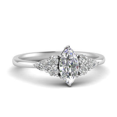 Pear Accented Simple Marquise Cut Engagement Ring