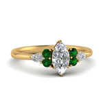 Load image into Gallery viewer, pear-accented-marquise-cut-diamond-ring-with-emerald-in-FD9289MQRGEMGRANGLE3-NL-YG
