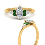 Load image into Gallery viewer, pear-accented-marquise-cut-diamond-ring-with-emerald-in-FD9289MQRGEMGRANGLE3-NL-YG
