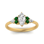 Load image into Gallery viewer, pear-accented-marquise-cut-diamond-ring-with-emerald-in-FD9289MQRGEMGRANGLE3-NL-YG
