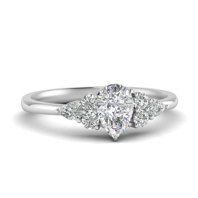Pear Accented Cluster Diamond Engagement Ring
