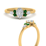 Load image into Gallery viewer, pear-accented-pear-shaped-diamond-ring-with-emerald-in-FD9289PERGEMGRANGLE3-NL-YG
