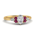 Load image into Gallery viewer, pear-accented-pear-shaped-diamond-ring-with-pink-sapphire-in-FD9289PERGSADRPIANGLE3-NL-YG
