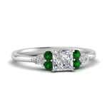 Load image into Gallery viewer, pear-accented-princess-cut-diamond-ring-with-emerald-in-FD9289PRRGEMGRANGLE3-NL-WG
