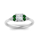 Load image into Gallery viewer, pear-accented-princess-cut-diamond-ring-with-emerald-in-FD9289PRRGEMGRANGLE3-NL-WG
