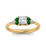 Load image into Gallery viewer, pear-accented-princess-cut-diamond-ring-with-emerald-in-FD9289PRRGEMGRANGLE3-NL-YG

