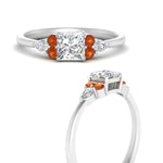 Load image into Gallery viewer, pear-accented-princess-cut-diamond-ring-with-orange-sapphire-in-FD9289PRRGSAORANGLE3-NL-WG
