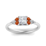 Load image into Gallery viewer, pear-accented-princess-cut-diamond-ring-with-orange-sapphire-in-FD9289PRRGSAORANGLE3-NL-WG

