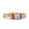 Load image into Gallery viewer, pear-accented-princess-cut-diamond-ring-with-orange-sapphire-in-FD9289PRRGSAORANGLE3-NL-YG
