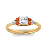 Load image into Gallery viewer, pear-accented-princess-cut-diamond-ring-with-orange-sapphire-in-FD9289PRRGSAORANGLE3-NL-YG
