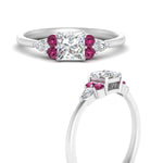 Load image into Gallery viewer, pear-accented-princess-cut-diamond-ring-with-pink-sapphire-in-FD9289PRRGSADRPIANGLE3-NL-WG
