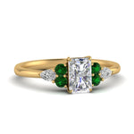 Load image into Gallery viewer, pear-accented-radiant-cut-diamond-ring-with-emerald-in-FD9289RARGEMGRANGLE3-NL-YG
