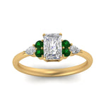 Load image into Gallery viewer, pear-accented-radiant-cut-diamond-ring-with-emerald-in-FD9289RARGEMGRANGLE3-NL-YG
