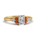 Load image into Gallery viewer, pear-accented-radiant-cut-diamond-ring-with-orange-sapphire-in-FD9289RARGSAORANGLE3-NL-YG
