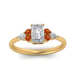 Load image into Gallery viewer, pear-accented-radiant-cut-diamond-ring-with-orange-sapphire-in-FD9289RARGSAORANGLE3-NL-YG
