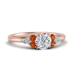 Load image into Gallery viewer, pear-accented-round-cut-diamond-ring-with-orange-sapphire-in-FD9289RORGSAORANGLE3-NL-RG
