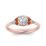 Load image into Gallery viewer, pear-accented-round-cut-diamond-ring-with-orange-sapphire-in-FD9289RORGSAORANGLE3-NL-RG
