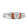 Load image into Gallery viewer, pear-accented-round-cut-diamond-ring-with-orange-sapphire-in-FD9289RORGSAORANGLE3-NL-WG