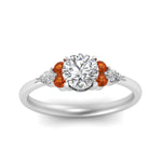 Load image into Gallery viewer, pear-accented-round-cut-diamond-ring-with-orange-sapphire-in-FD9289RORGSAORANGLE3-NL-WG
