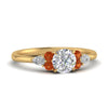 Load image into Gallery viewer, pear-accented-round-cut-diamond-ring-with-orange-sapphire-in-FD9289RORGSAORANGLE3-NL-YG