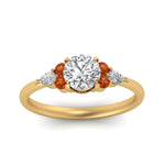 Load image into Gallery viewer, pear-accented-round-cut-diamond-ring-with-orange-sapphire-in-FD9289RORGSAORANGLE3-NL-YG
