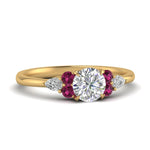 Load image into Gallery viewer, pear-accented-round-cut-diamond-ring-with-pink-sapphire-in-FD9289RORGSADRPIANGLE3-NL-YG
