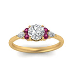 Load image into Gallery viewer, pear-accented-round-cut-diamond-ring-with-pink-sapphire-in-FD9289RORGSADRPIANGLE3-NL-YG

