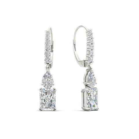 Radiant And Pear Cut Diamond Dangle Drop Earrings