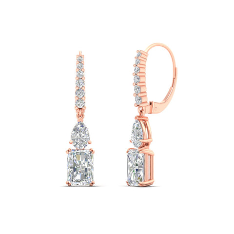 Radiant And Pear Cut Diamond Dangle Drop Earrings