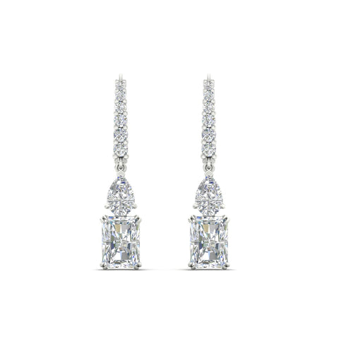 Radiant And Pear Cut Diamond Dangle Drop Earrings